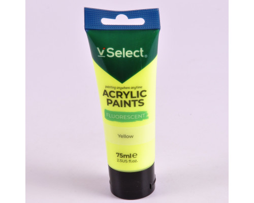 Краска акриловая 75мл VSelect "Флуоресцентный" желтая KRVS195227