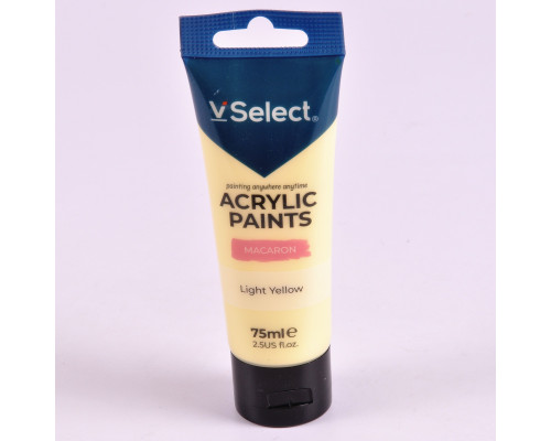 Краска акриловая 75мл VSelect "Макарон" желтая KRVS195232