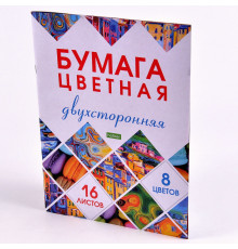 Бумага цветная двухсторонняя газетная 16л 8цв Hatber "Мозайка" на скобе 16Бц4_28171