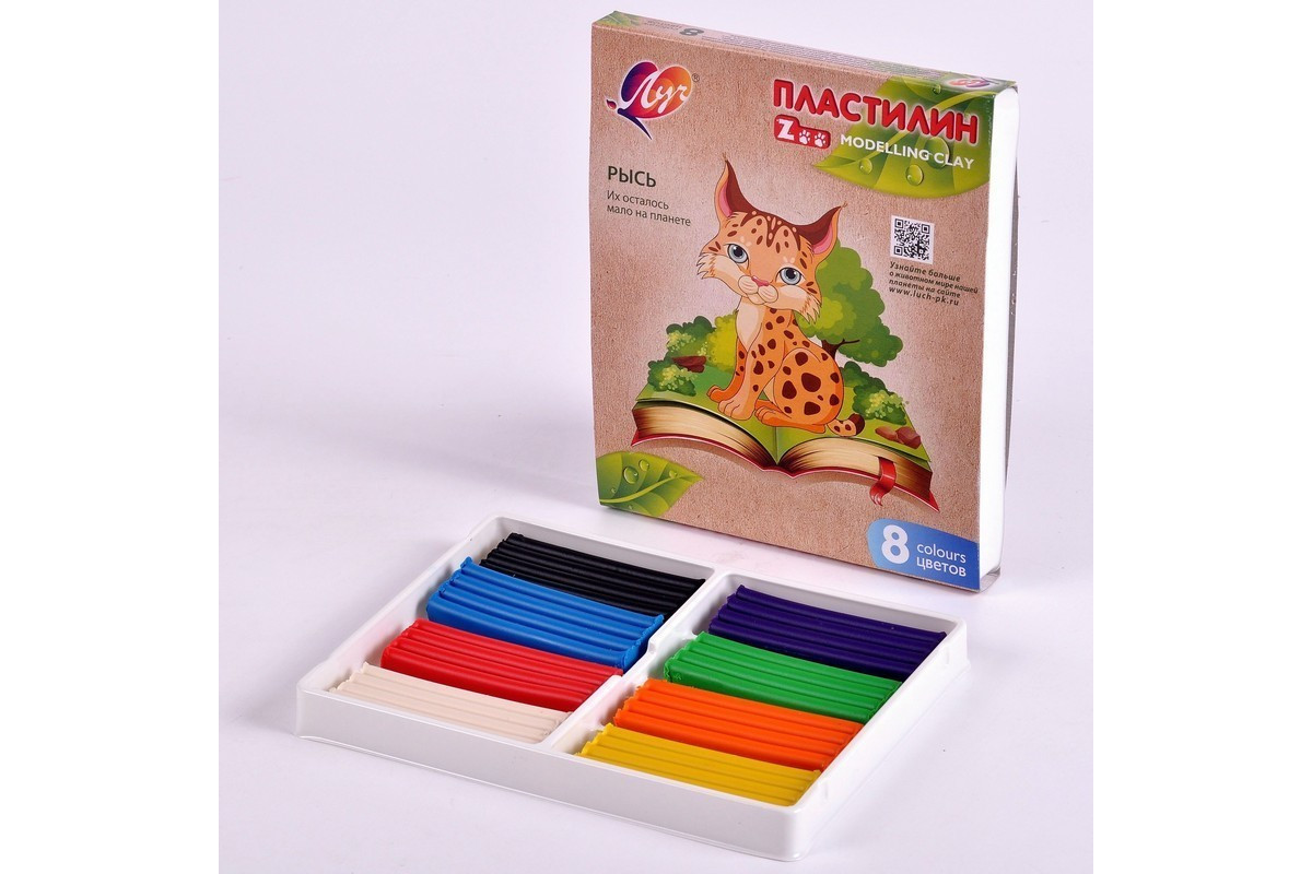 Пластилин 8 цв. Луч ZOO' 120 гр 29C 1720-08