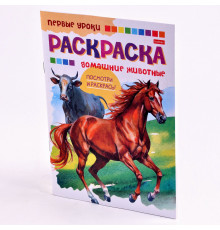 Раскраска-книжка А5 8л Hatber "Первые уроки.Домашние животные" 8Рц5_03060