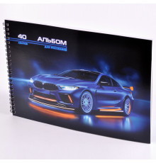 Альбом для рисования 40л на гребне Проф-Пресс "Скоростные автомобили-2" ассорти А40-0258