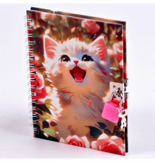 Записная книга с замком А6 48л Basir "Кошки" 15*11 ассорти MC-7460