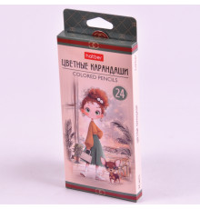 Карандаши 24цв Hatber "Модница" трехгранные картонная коробка CS_095279